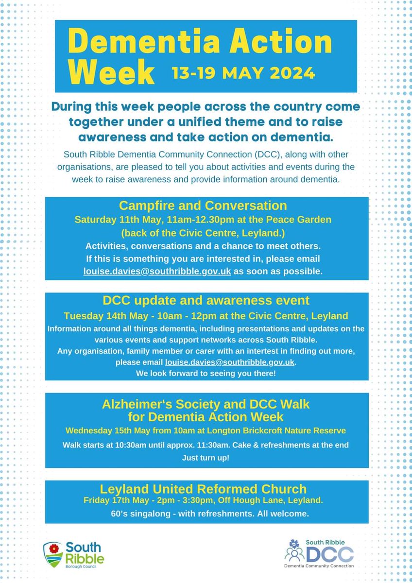 Dementia LTHTR (@dementialthtr) on Twitter photo South Ribble Community Connection activities for #DementiaActionWeek2024 <a href="/LancsHospitals/">Chorley & Royal Preston</a> #dementia #socialinclusion #wellbeing South Ribble Community Connection activities for #DementiaActionWeek2024 <a href="/LancsHospitals/">Chorley & Royal Preston</a> #dementia #socialinclusion #wellbeing