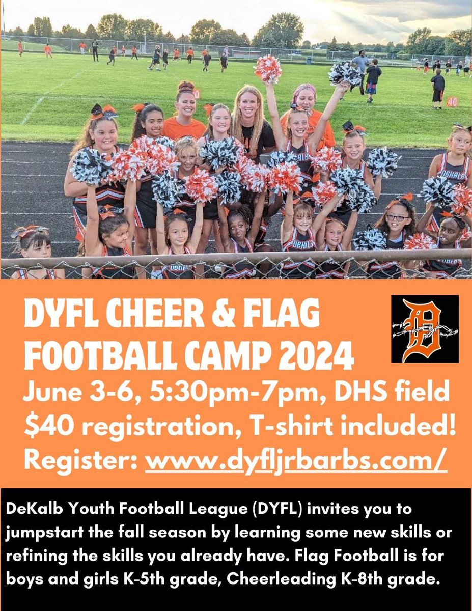 Have you registered for camp, yet!? Join us for our pre-season camp to get a head start on your flag football or cheerleading skills! buff.ly/4dEdvzk