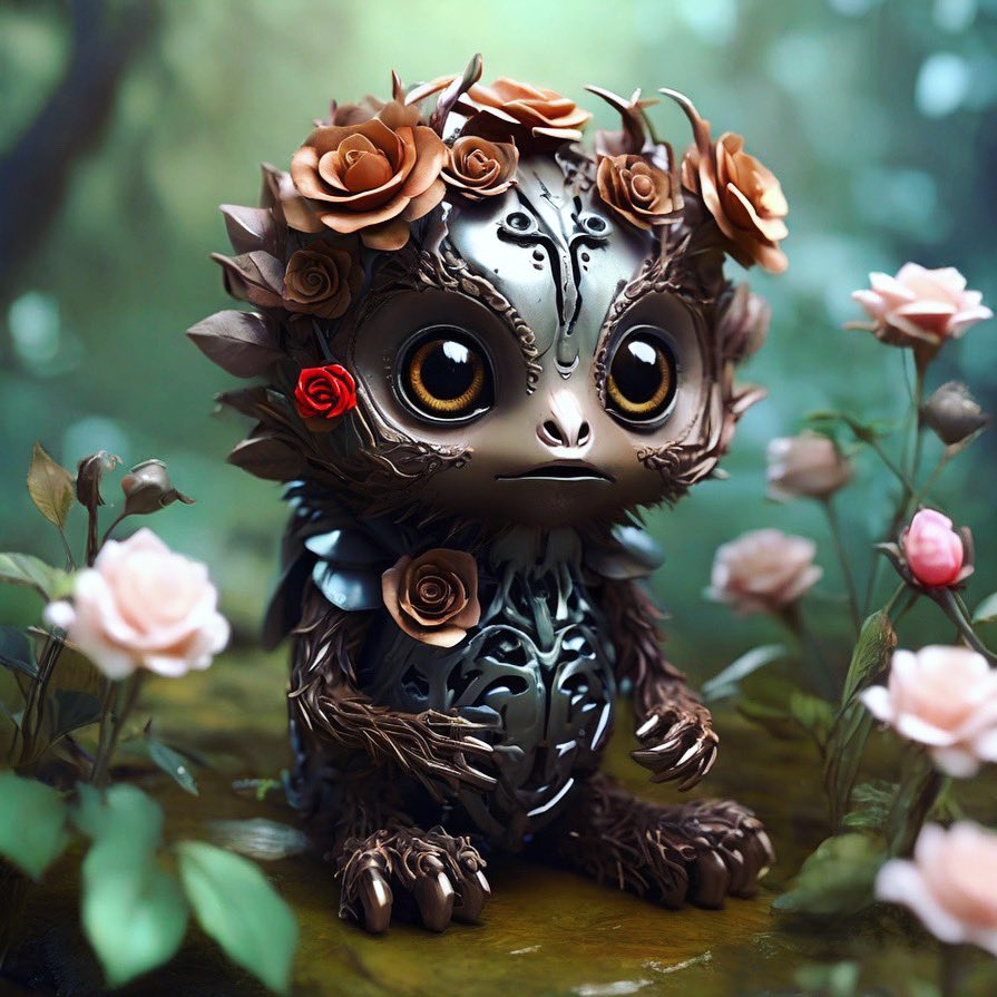 Little bug in the garden #bigeyes #cute #creature #fuzzy #photography #carved #metal #recycle #flower #garden #render #3d #octane #rendering #abstract #sureal #fantasy #fantastic #nftcommunity #aicommunity #digitalphotography #pixar #anime #realistic