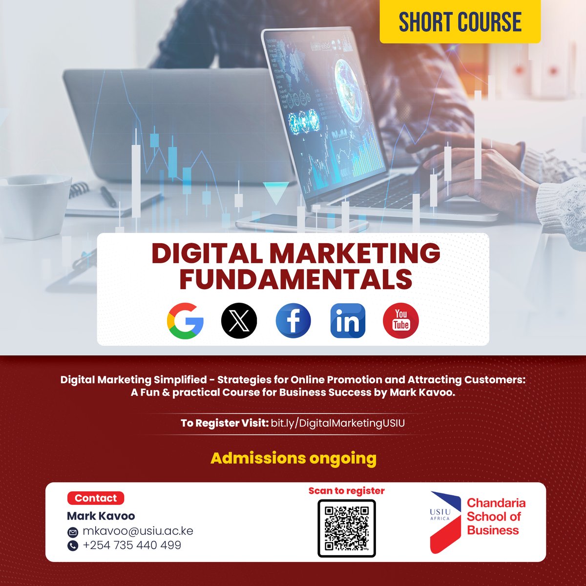📢 Calling out on all aspiring marketers! Want to unlock the secrets of digital success? Our DIGITAL MARKETING FUNDAMENTALS short course has got you covered! From SEO to social media, learn the essentials to thrive in today's digital age. To secure your spot for the ongoing