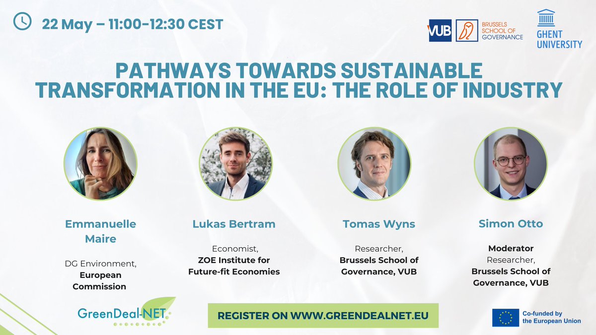 🔄Can industry drive the EU's sustainability transformation by 2040? Join our roundtable to discuss the essential concept of alternatives to conventional (green) growth as viable pathways. 🗓️22 May 🕙11:00–12:20 👉 greendealnet.eu/roundtable3-Ro…