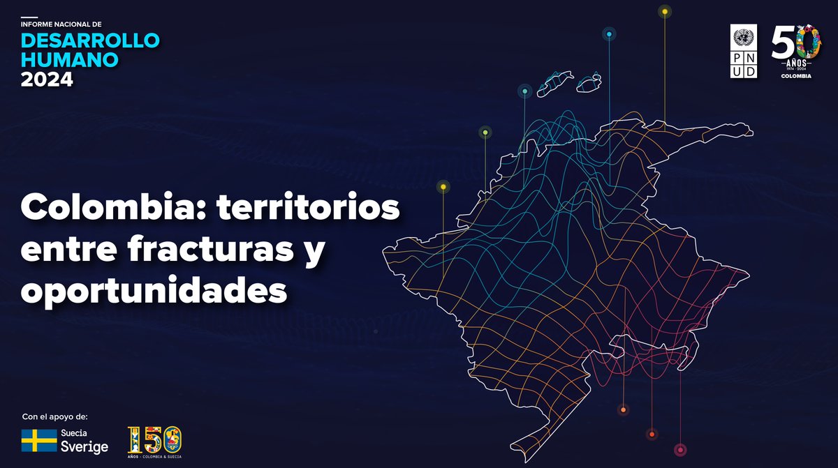 Colombia debe fortalecer su mirada en los territorios para reducir las desigualdades y promover un Desarrollo Humano equitativo y sostenible. Así lo concluye el Informe de Desarrollo Humano 2024 presentado por PNUD con apoyo @SwedeninCOL #ÍndiceDesarrolloHumano2024