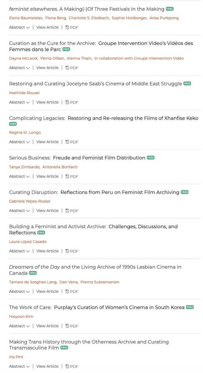 The entire 10th anniversary double-issue of @FemMediaHist on 'Curating Feminist Film Archives' is NOW FREE TO READ!!! (De-paywalled for a short time.) 🎞️🎞️ online.ucpress.edu/fmh/issue/10/2…