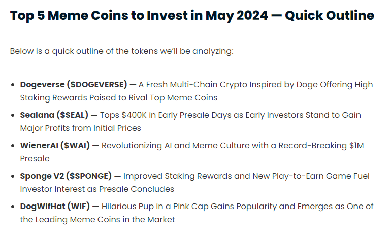 altbtc_cc's tweet photo. The Best Meme Coin Presales of May 2024
#newsbtc #altbtc #Dogeverse #DOGEVERSE #Sealana $SEAL #WienerAI $WAI #SpongeV2 $SPONGE #DogWifHat $WIF
#CryptoOffers #CryptoContest https://t.co/dLyqIU3mBu https://t.co/QFccGArrN4