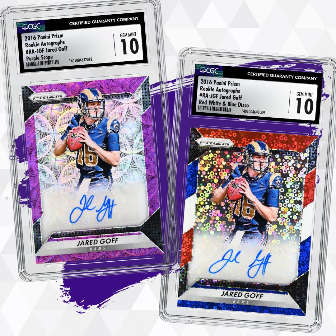 Recently Submitted & Graded! 👀 These two Jared Goff Panini Prizm Autos came into the CGC Cards HQ for grading and authentication, and both received CGC Gem Mint 10s! 💥 Will #JaredGoff live up to his recent $212 million contract extension with the #DetroitLions?