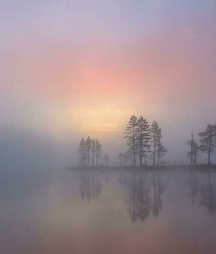 Alba nebbiosa in Finlandia, foto di Raija Kokkola