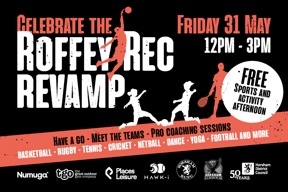 Come and celebrate the Roffey Rec revamp with an afternoon of FREE sports and activities! 🎾 ⚽ 🏀 Have a go, meet local sports teams and enjoy pro coaching sessions of basketball, rugby, tennis, dance and so much more!