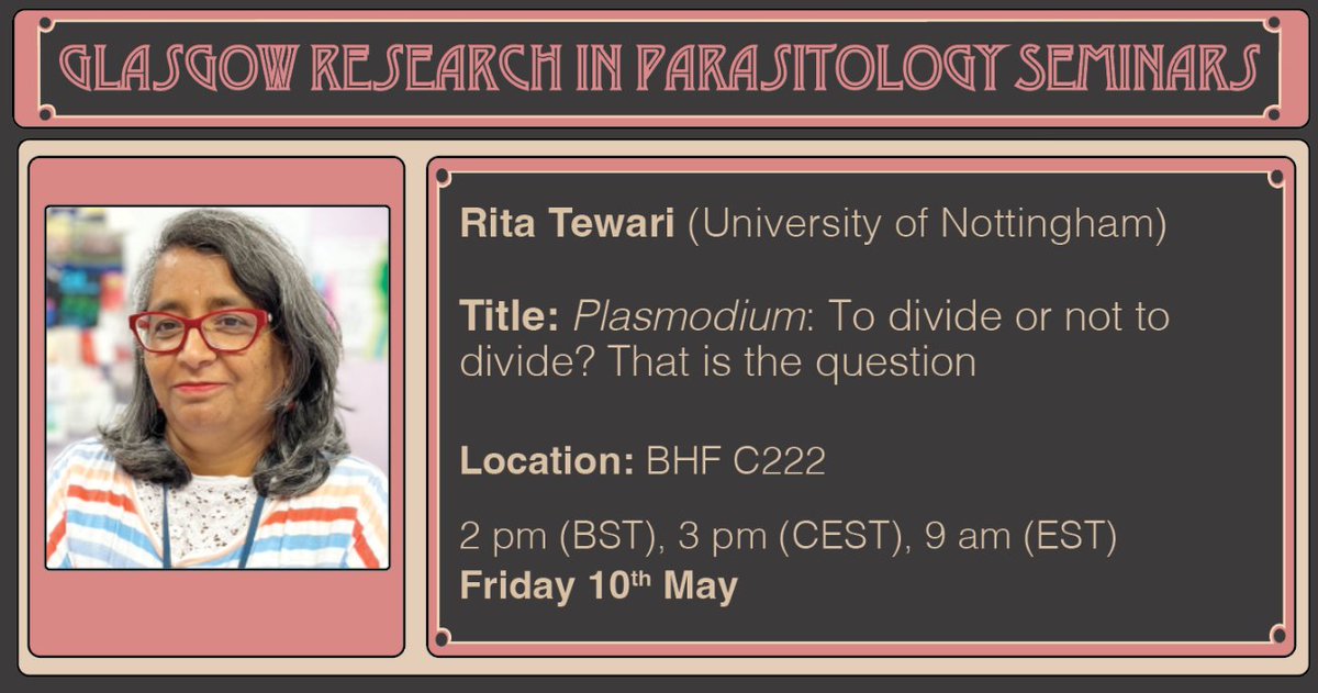 🎥 | WATCH | A recording of the Professor @RitaTewari (@UniofNottingham) GRiP-ing seminar, 'Plasmodium: To Divide Or Not To Divide. That Is The Question', can now be viewed on our @UofGSii YouTube channel for a limited time. 📺 youtu.be/LxFs-lNkA9I?si…