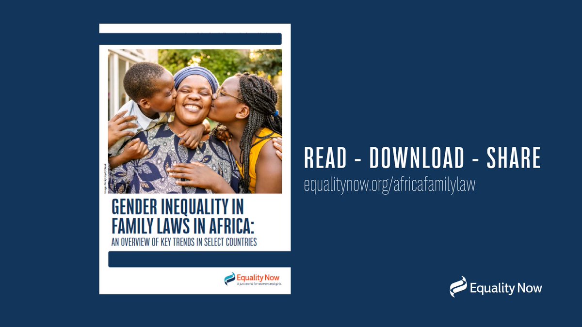 Our new report, Gender Inequality in Family Laws in Africa, found discrimination against women and girls remains widespread in family laws. 

Explore the report + our recommendations for reform to ensure #EqualityInTheFamily in Africa

equalitynow.org/resource/famil…

#FreeOurFamilyLaws