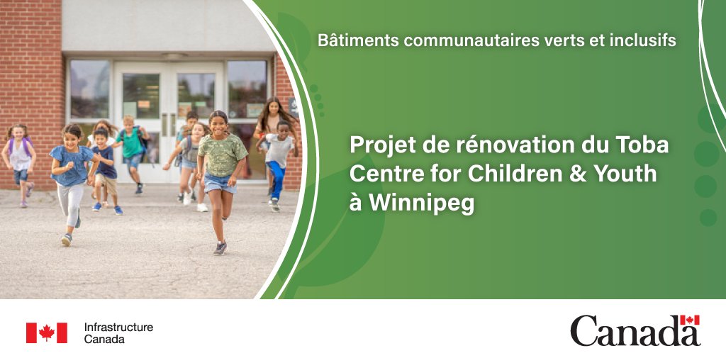 Le Toba Centre for Children & Youth à #Winnipeg fera l’objet d’important travaux d’améliorations écoénergétiques. Pour en savoir plus : canada.ca/fr/bureau-infr…
