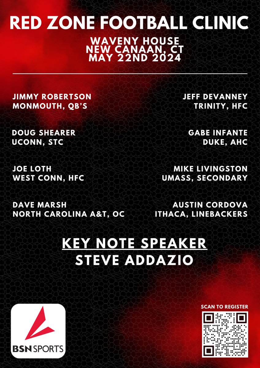 🚨 2024 Red Zone Clinic Speakers 🚨 Have a great line up of coaches this year. Less than 10 days away! Come learn from the best.