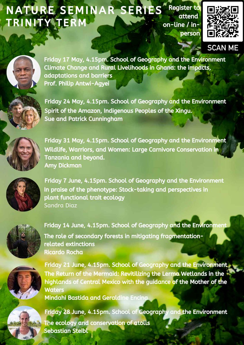We have some great lectures lined up for the coming weeks. All are on-line and in-person, followed by a drinks reception, more info and to register: oxfordbiodiversitynetwork.bookwhen.com