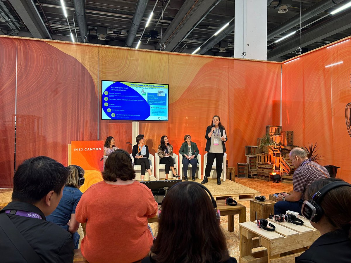 Taking some time during @IMEX_Group to learn 🤩 Our Acting Head of Business, Lisa is taking a lot of valuable notes from the Accessible destinations: benchmarking global best practices panel! We will be sharing hints & tips with our partners once back in Liverpool!