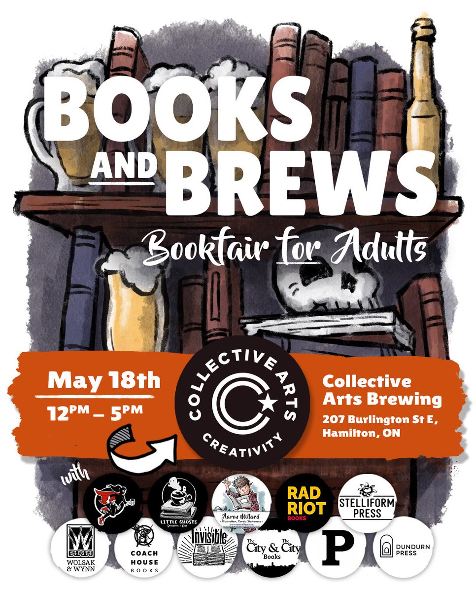 This weekend is our biggest Books & Brews of the year! If you're in the Hamilton area come browse cool indie books, cards, stickers, and other merch. Plus grab lunch or a drink at the fabulous Collective Arts Brewing! Bring your friends! This event promises a great afternoon out.