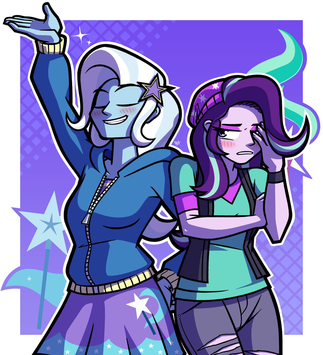 The Great and Powerful and the Glimmer 🪄💫
#mylittlepony #mlpfim #MLP #EquestriaGirls #TrixieLulamoon #StarlightGlimmer #fanart #art #digitalart