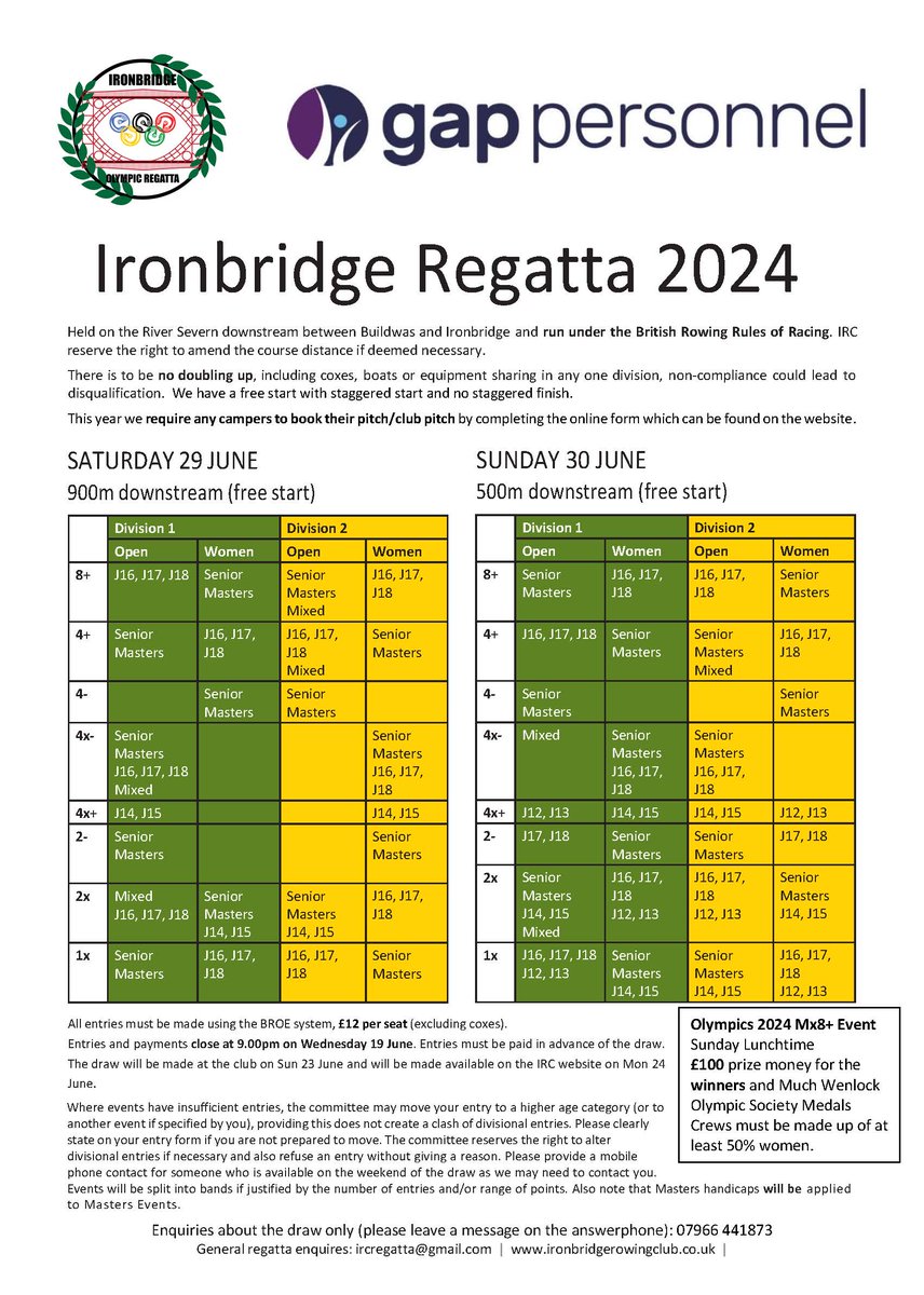 Ironbridge Rowing Club (@ironbridgerow) on Twitter photo This year your crew and club can be crowned the ‘Rowing Olympian’ of 2024 before anyone else! As part of the 138th <a href="/WOS_1850/">Wenlock Olympian Soc</a> Wenlock Olympian Games, part of the inspiration for the modern Olympic Movement, and Ironbridge Regatta 2024!
Full Details here - ironbridgerowingclub.co.uk/Regatta This year your crew and club can be crowned the ‘Rowing Olympian’ of 2024 before anyone else! As part of the 138th <a href="/WOS_1850/">Wenlock Olympian Soc</a> Wenlock Olympian Games, part of the inspiration for the modern Olympic Movement, and Ironbridge Regatta 2024!
Full Details here - ironbridgerowingclub.co.uk/Regatta