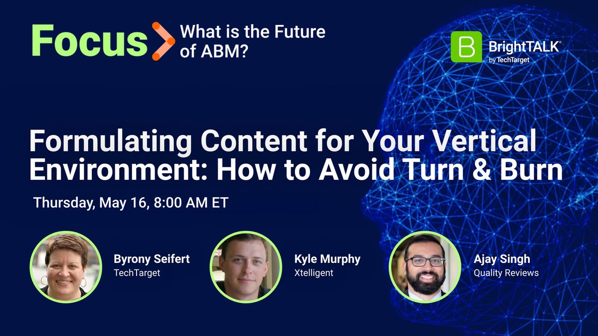 On May 16th, join TechTarget’s Byrony Seifert as she leads a discussion with Kyle Murphy from Xtelligent Healthcare and Ajay Singh from Quality Reviews® on how to build vertical content efficiently in a dynamic environment. Save your spot & register here: bit.ly/4dGmr7C