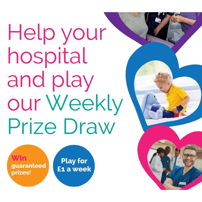 Sign up to our Charity Lottery and be in with a chance of winning a cash prize. 🤞 💰 You can win up to £500 each week 💙 What's more, you'll be making a difference to patients and staff at our hospitals Sign up today at ➡️ bit.ly/DBHCPrizeDraw