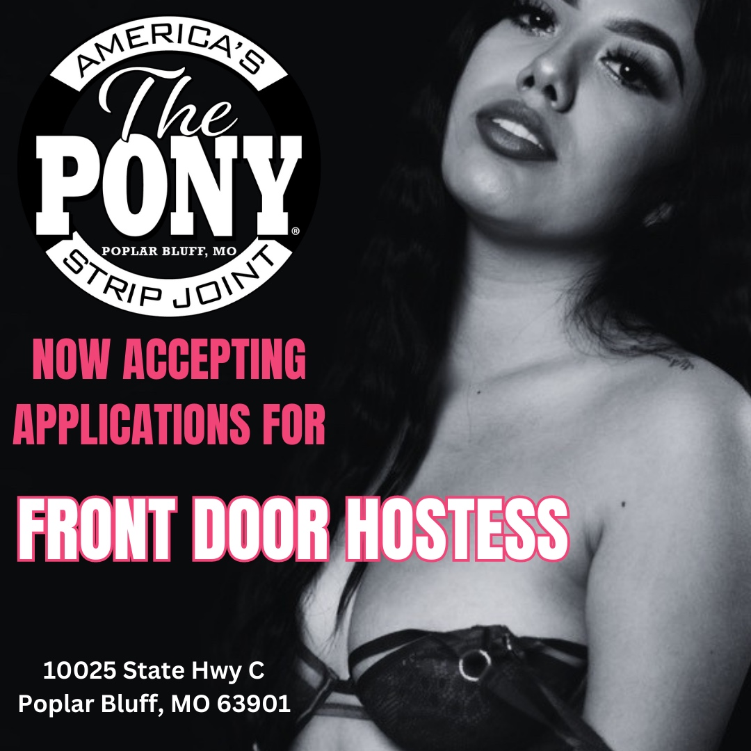 We are accepting applications for FRONT DOOR HOSTESS! Apply in person. . . . #nowhiring #jobhunt #jobsearch #jobseeker #employmentopportunity #thepony #poplarbluff #ponypoplarbluff #hostess #parttime