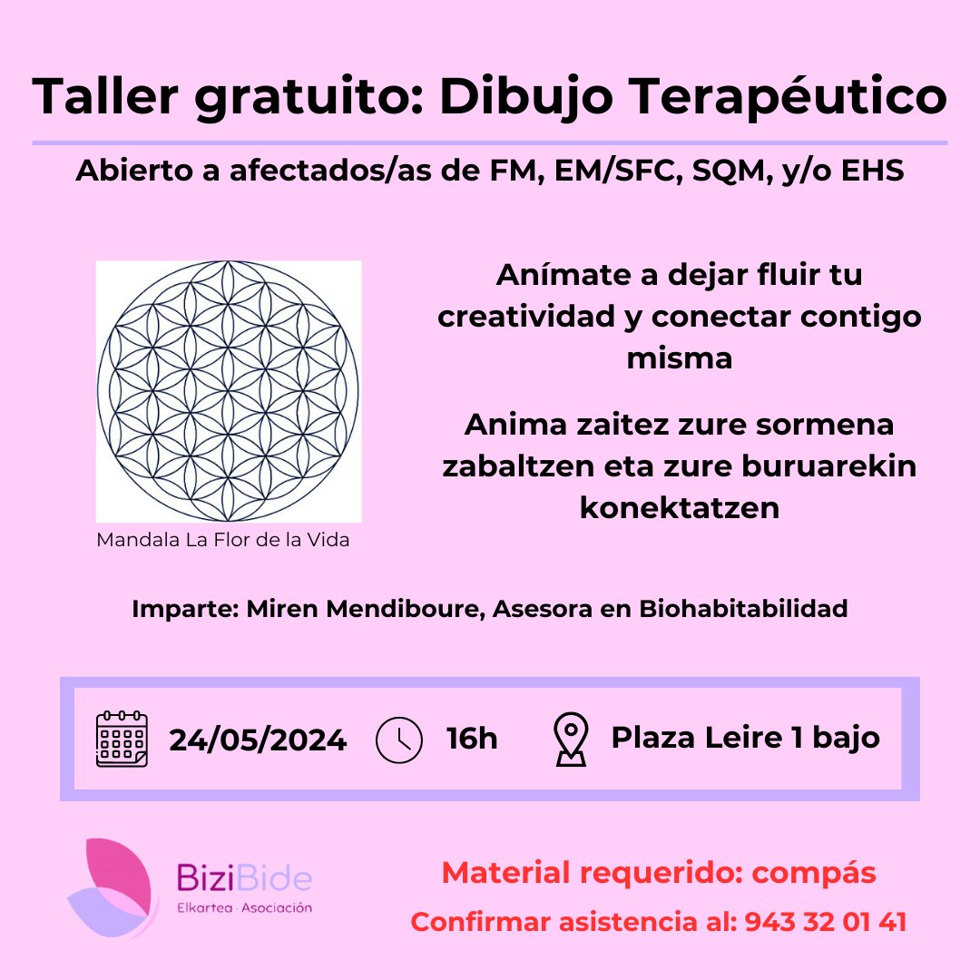 🗣️NUEVO TALLER | TALLER BERRIA🗣️

Animatu, izena eman!

#encefalomielitismialgica #sindromedefatigacronica #fibromialgia #electrohipersensibilidad #sensibilidadquimicamultiple #asociación #nekekronikoarensindromea #sentsibilitatekimikoanitzak #elektrohipersentikortasuna #taller