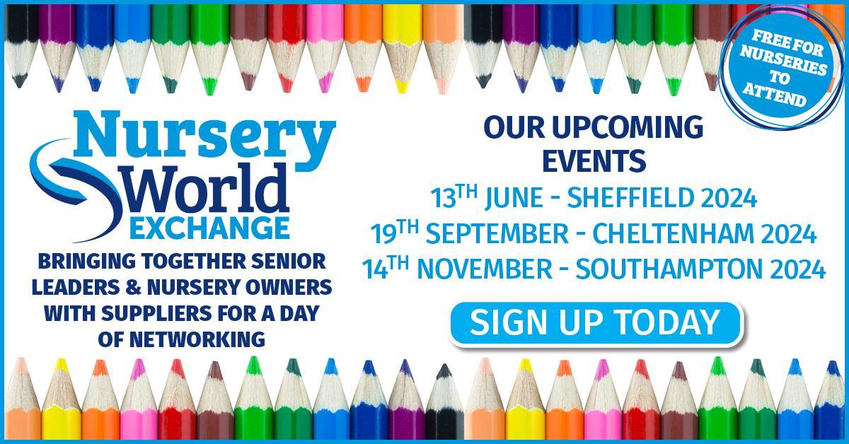Boost your nursery supplier network at the @NurseryWorld Exchange in Sheffield on 13th June. Can’t make it? Save the date of an upcoming Exchange: 19th September (Cheltenham), 14th November (Southampton). Register now: nurseryworld.co.uk/nursery-world-…