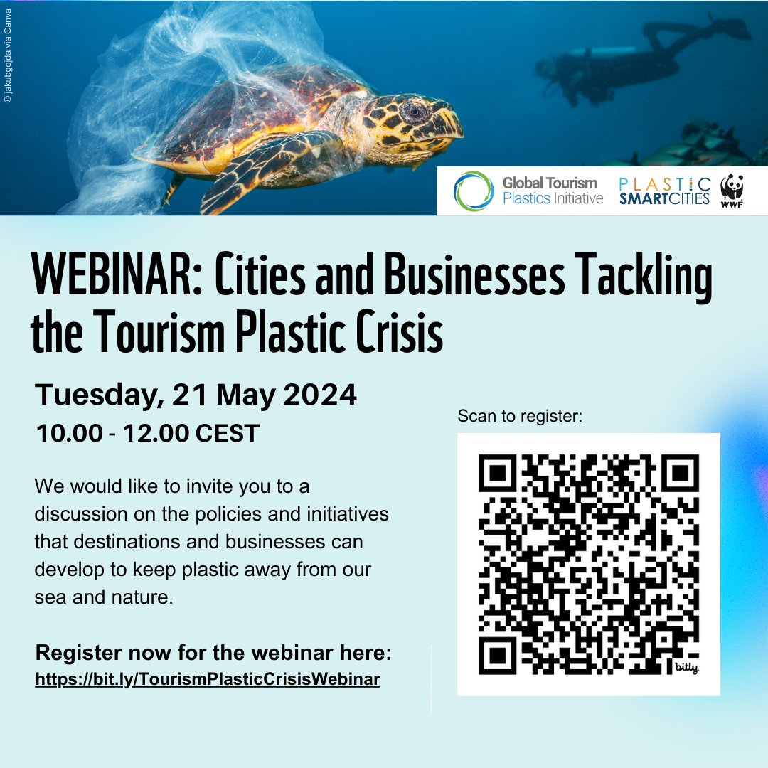 The #tourism sector has an important role in contributing to #StopPlasticPollution. If you are a representive from a city, island or the business sector, join our webinar to hear best practices & discuss on policies & initiatives🐢📷For info & to register plasticsmartcities.org/webinar-cities…