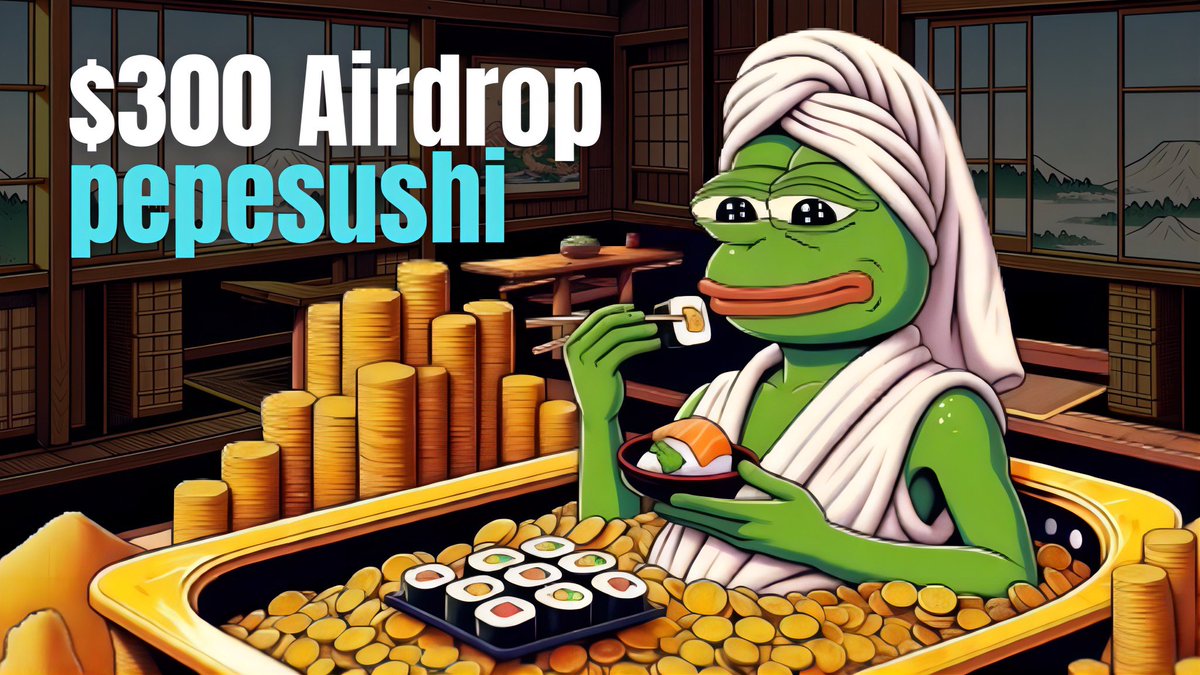 pepe_sushi's tweet photo. pepesushi $300 giveaway for all entrants!

- Follow @pepe_sushi 👤
- Like 👍
- Comment (#300Giveaway) 💬
- Retweet 🔁
- Join: https://t.co/CNAjxqTlgQ

Finished? DM us! 

#Pepe #Pepecoin #Doge #Floki #Shib #Shibarium #MemeCoin $Pepe https://t.co/08lMCLjfZo