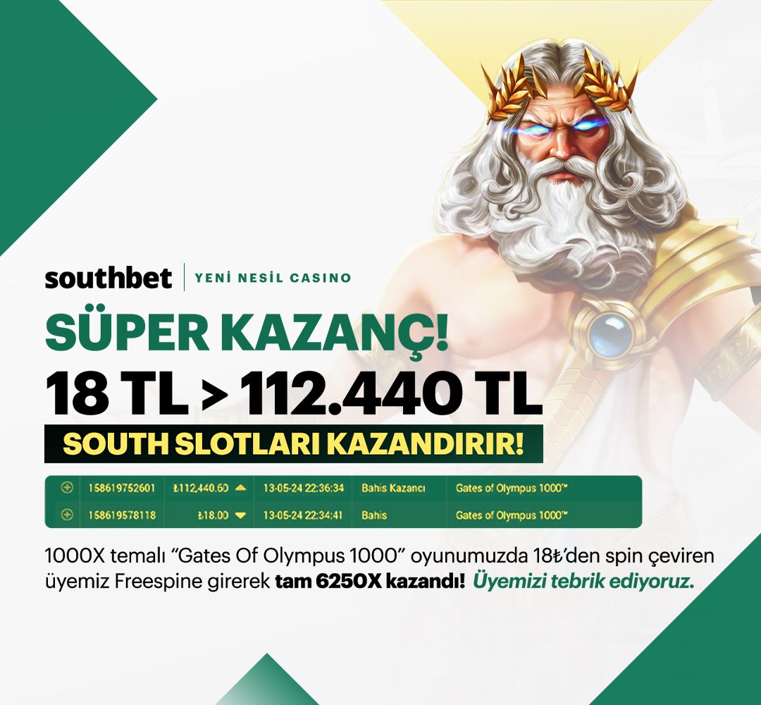 — Süper Kazanç! — ⚡️ 🍀 6250 X • Gates Of Olympus 1000 18₺’den Spin çeviren üyemiz Freespine girerek tam 112.400₺ kazandı. 18₺ bet miktarı ile ikinci spinden 500X yakalayan üyemizi tebrik ediyoruz. WATCH : replay.pragmaticplay.net/gq34ktNXum 🎰 Best Casino • SouthBet.club