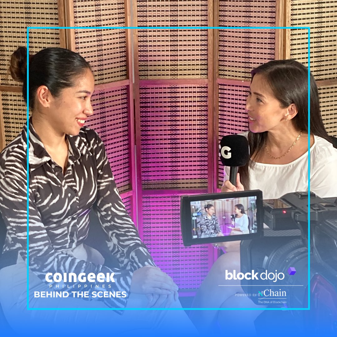 Here's a sneak peek of the behind-the-scenes shot of #CoinGeekBackstage’s Claire Celdran with nChain’s Stephanie Tower at the Block Dojo Philippines Cohort 2. 

#BlockDojoPhilippines #BlockDojoPH #Bataan #startups