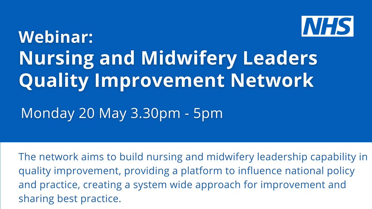 Together we're co-designing and developing this community of nursing and midwifery leaders who have direct responsibility for or a background in quality improvement. Sign up to join the network here #teamCNO: bit.ly/3FQRGNy