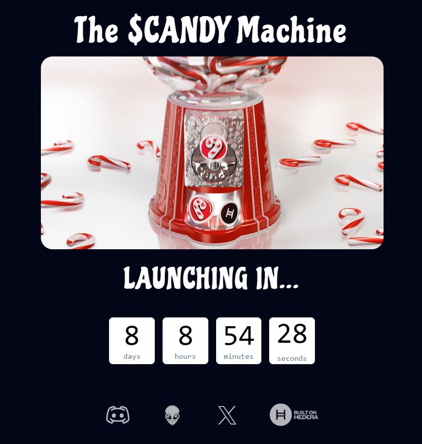 T-8 Days Hedera!!! 🍬⏲️

Giving away $CANDY Cane NFTs to 8 people who like &amp; RT this post 🎁