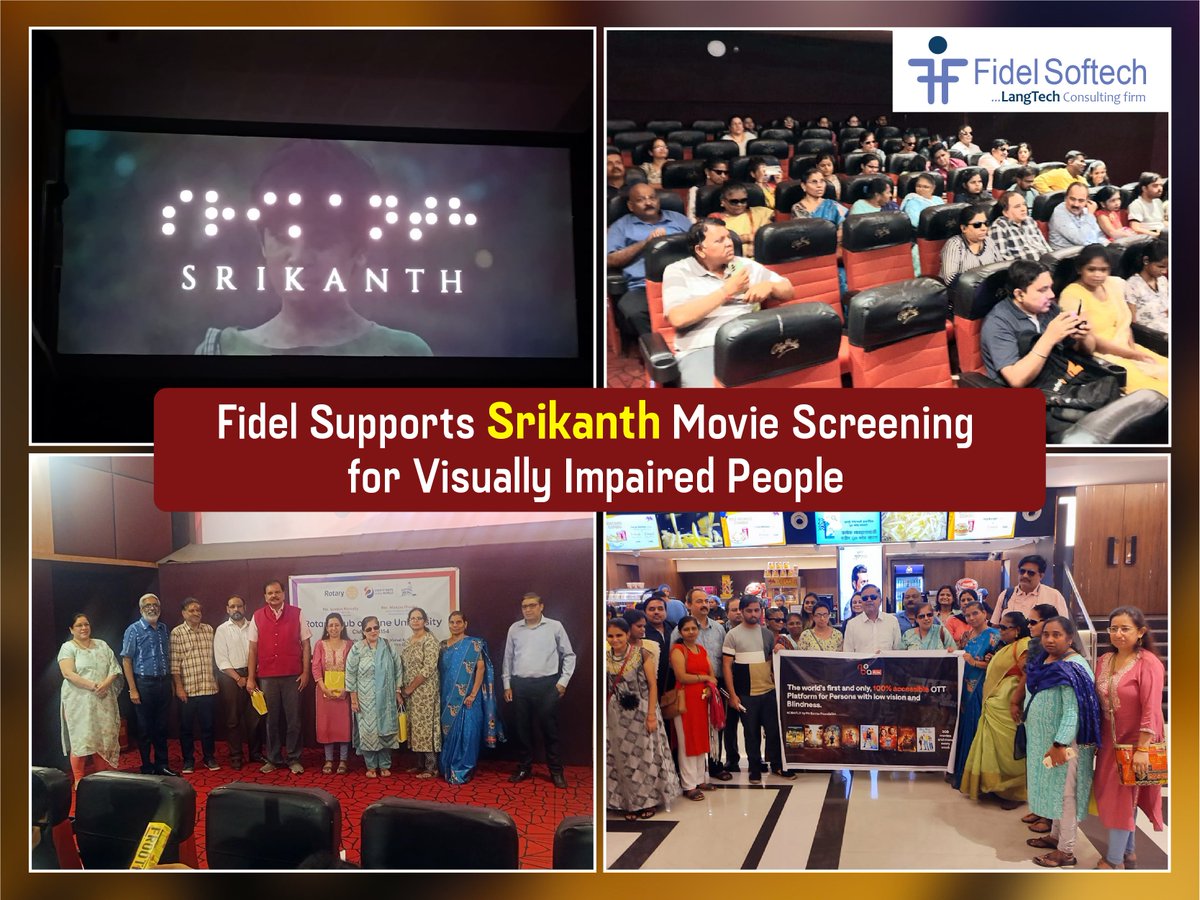 Braille is the language for the visually impaired and Fidel being in the LangTech field, is a topic close to our hearts. We are happy to support the special screening of 'Srikanth' movie for the visually impaired.

Read more here: fidelsoftech.com/news-and-blogs…