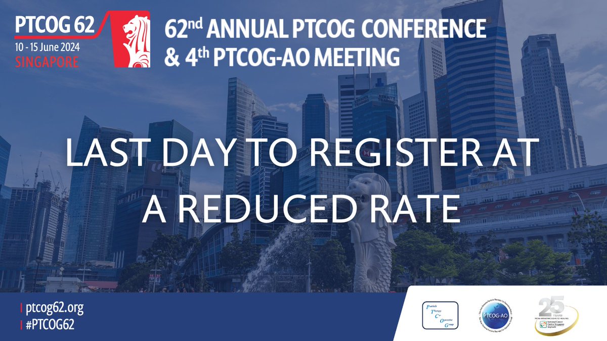 Immerse yourself in the world of #ProtonTherapy at #PTCOG62!

This is your chance to shape the future of cancer care and treatment.
⌛Regular registration deadline is at Midnight today: ptcog62.org/register/

#ParticleTherapy #RadOnc #oncology #CancerTreatment
