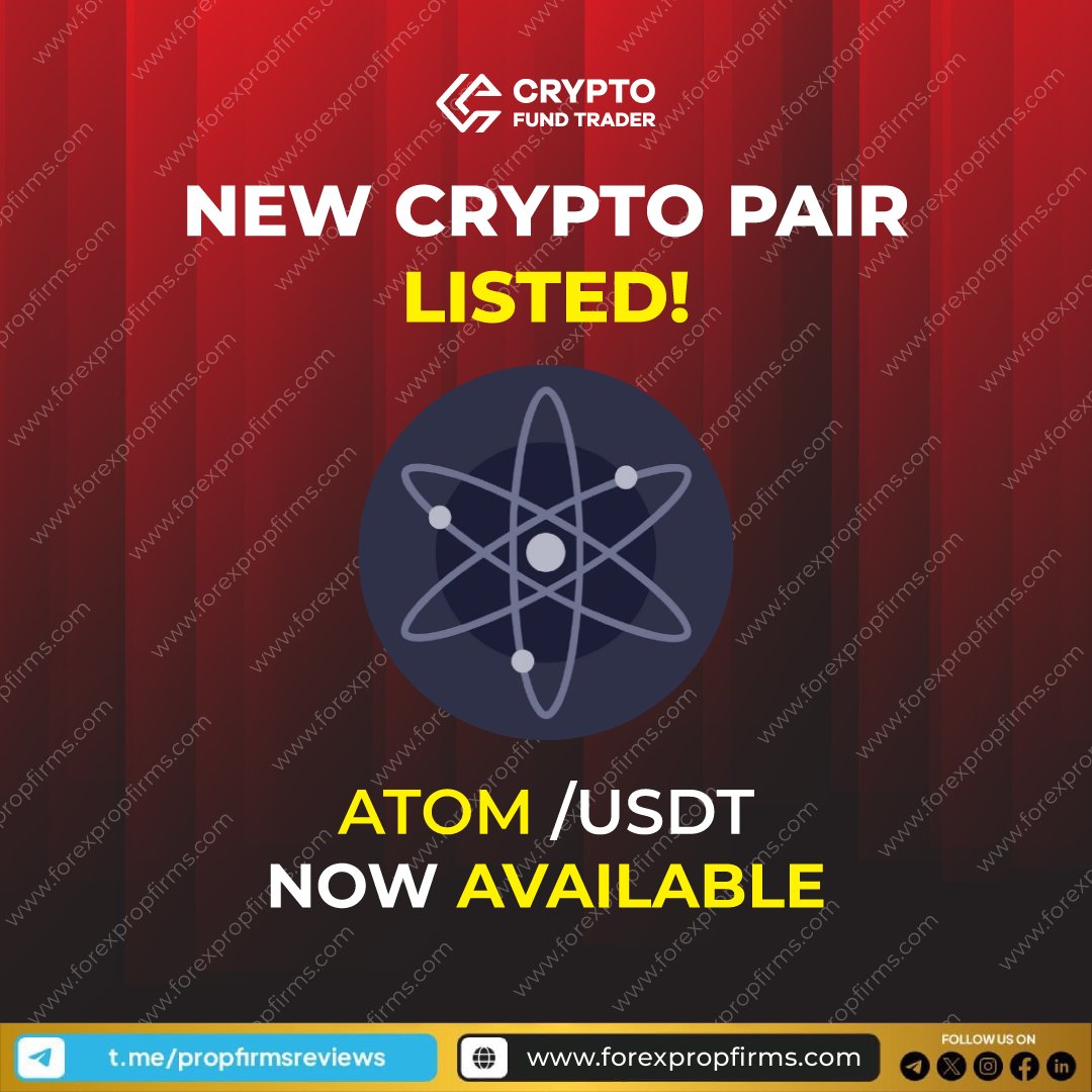 🌟 Exciting news from Crypto Fund Trader! 

🚀 They've added a new crypto pair to their list: ATOM/USDT! 💼 

Now available for trading on both their CFT Platform and MetaTrader5, seize the opportunity to explore this dynamic pairing and elevate your trading experience. Don't