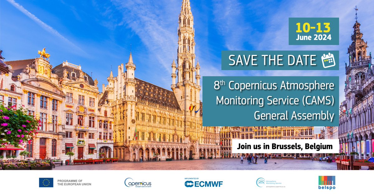 📢Online registratrions are still open 👇 Join us for the 8th CAMS General Assembly and listen to plenary sessions and discussions from international research & service partner organisations. 🗓️ 10-13 June 2024 Register here ➡️  atmosphere.copernicus.eu/8th-cams-gener…