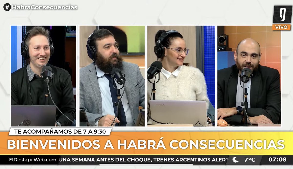 🥶 Al frío lo combatimos con información y buena onda en #HabráConsecuencias 🎙️@Lantos, @MiBeldyk, @LuciaRBosch, @tampocolapavada y @CandelariaBotto te acompañan hasta las 9:30. 📺Canal 20 de Telecentro 📻El Destape Mundo AM1070 🔴VIVO: youtube.com/live/dygxGdqWa…