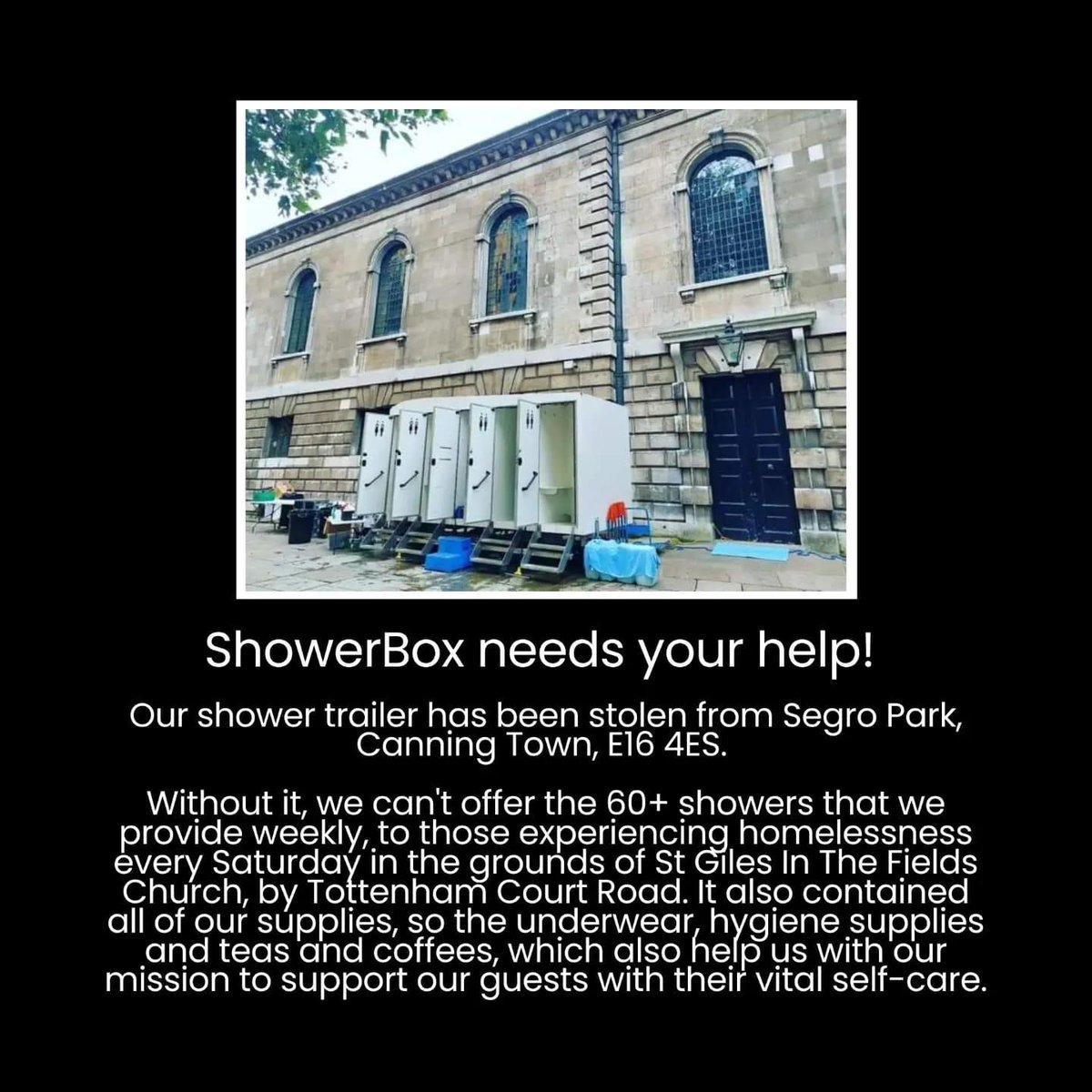 SHOWERBOX HAVE HAD THEIR TRAILER STOLEN 😱
please share everywhere you can - this is a vital service that people really rely on - they really need it