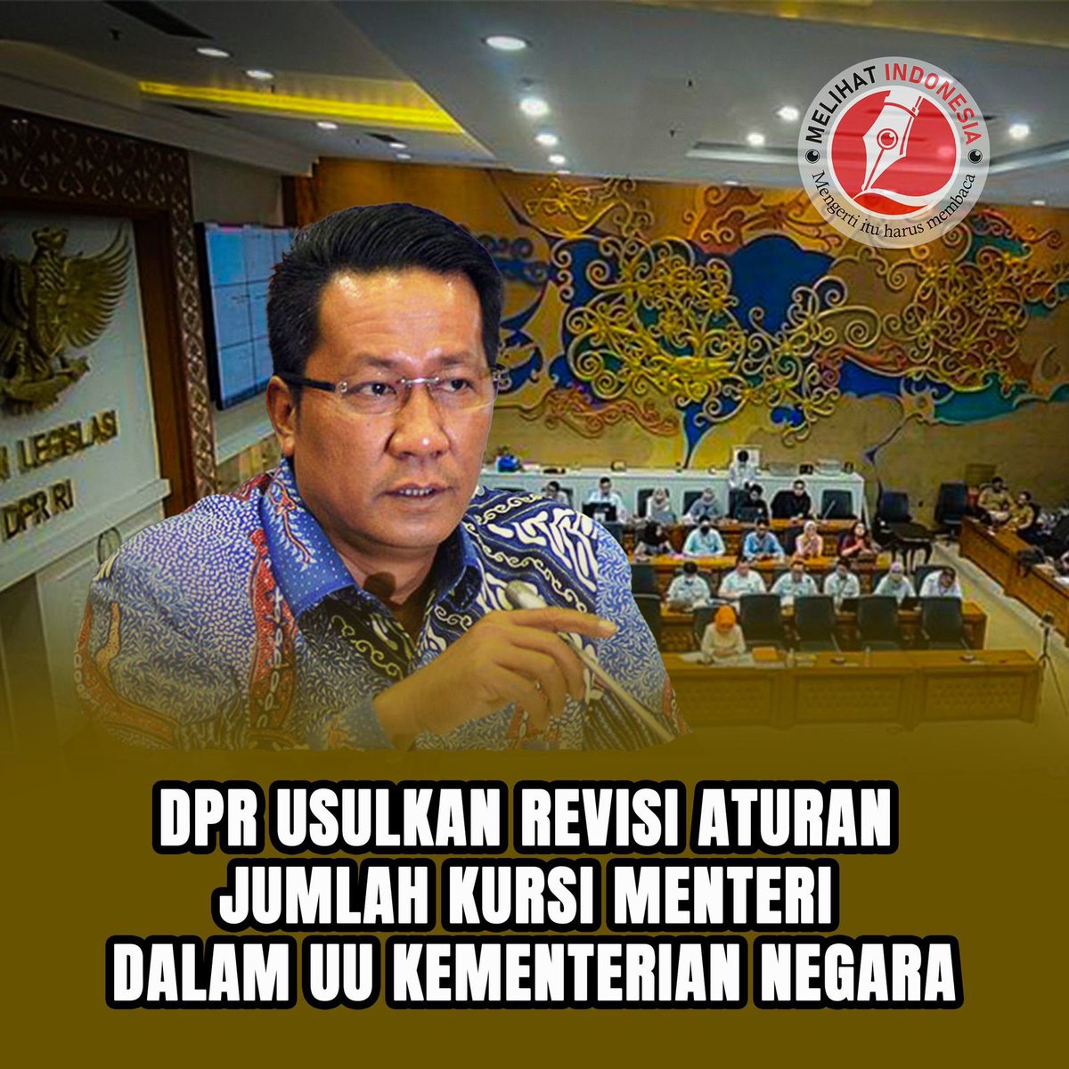 DPR Usulkan Revisi Aturan Jumlah Kursi Menteri dalam UU Kementerian Negara Dewan Perwakilan Rakyat (DPR) secara resmi mengusulkan revisi terhadap Undang-Undang (UU) Nomor 39 Tahun 2008 tentang Kementerian Negara. Usulan ini dibahas dalam rapat perdana Badan Legislasi (Baleg) DPR