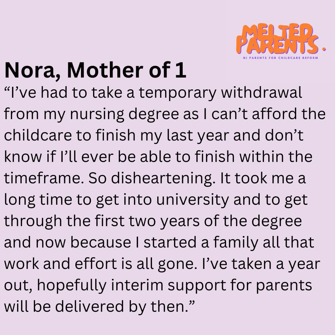 Thank you @KateNicholl for reading Nora's story at today's niassembly's Plenary Session - a crucial reminder to @niexecutive that parents can't wait anymore for empty promises. #ChildcareReformNOW✊🏾