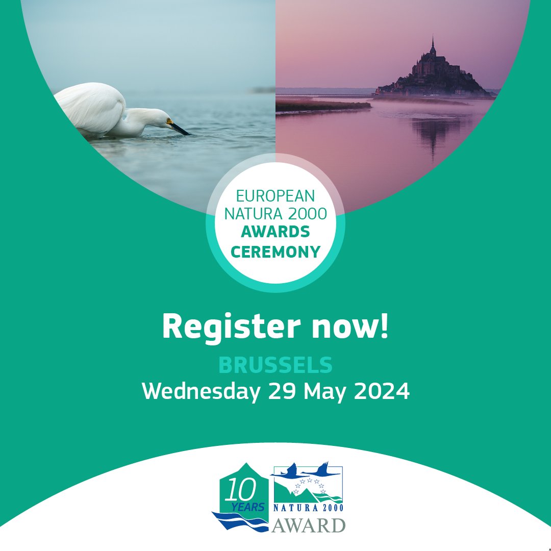 Which #Natura2000 initiatives will win the #Natura2000Awards 2024 for
🌱Land conservation
🌊Marine conservation
📢Communication
🤝Working together #ForNature
🌍Cooperation
and 🏆 Citizens' Award?

Register now for the Ceremony on 29 May to find out 👉 europa.eu/!QpwKyM