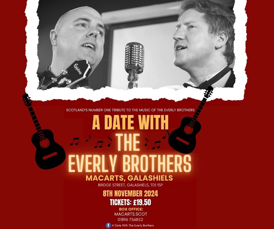 Just Announced: A Date with the Everly Brothers Friday 8th November 🎟️ticketsource.co.uk/macarts/a-date… Immerse yourself in the timeless harmonies of the Everly Brothers with ‘A Date With The Everly Brothers’ – Scotland’s foremost tribute to the timeless music of the Everly Brothers.