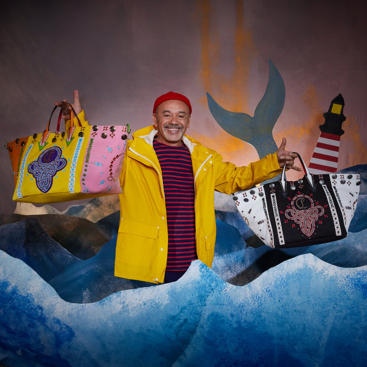 LouboutinWorld's tweet photo. Introducing this year’s seasonal cabas! Inspired by the Brittany region in France the Breizcaba pays tribute to its rich cultural heritage and historical savoir-faire, combined with the Maison’s signature details. Discover more on https://t.co/B4acTjb7cC.

#ChristianLouboutin https://t.co/JsTNVtuLit