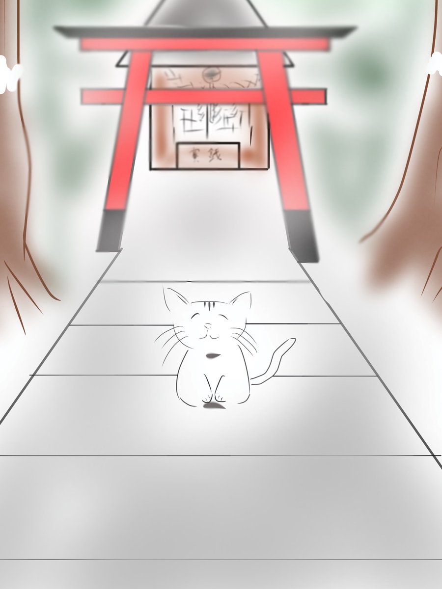 #100日後にはリアルなネコ描きたいアカウント 23日目 狛猫