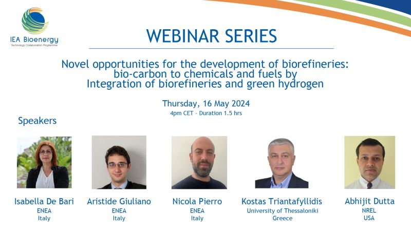 🎯 Don't miss the chance to attend the our free webinar on 'Novel opportunities for the development of biorefineries: bio-carbon to chemicals and fuels by Integration of biorefineries and green hydrogen', on Thursday at 4 pm CEST. 🗓 👉 IEA Bioenergy Task 42 (biorefining in a