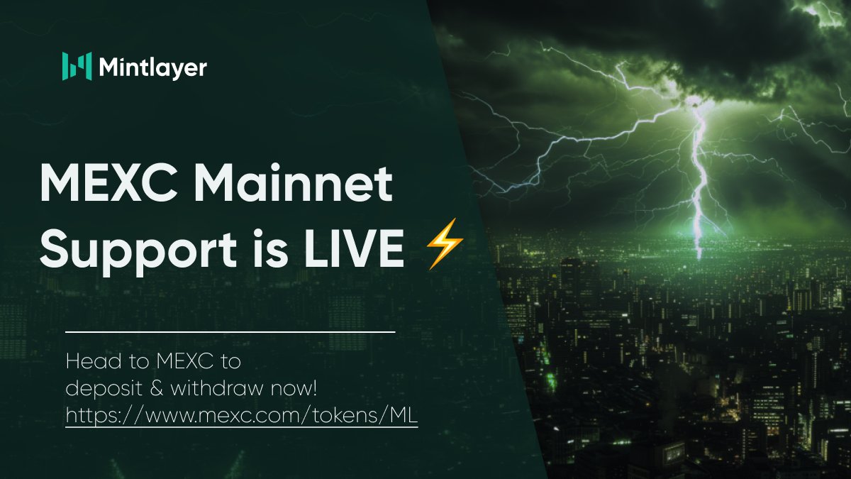 🚨 Mainnet support for $ML is now live on @MEXC_Official !🚨

💰 Deposit/withdraw your native ML tokens on MEXC now! 

mexc.com/register?invit…