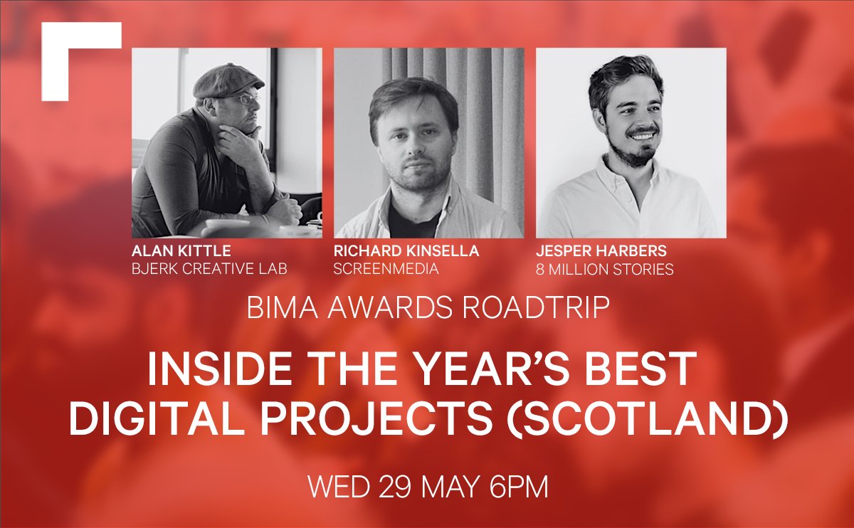 BIMA's tweet photo. Join us on the 2nd stop of our #BIMAAwards roadtrip in Glasgow, Scotland! Dive deeper into the stories behind the award-winning projects w/  @8MStories &amp;  @screenmedia  &amp; our BIMA Awards Council Chair, Alan Kittle, will be hosting!  
https://t.co/AeQlaKBaKT https://t.co/UC89B7dMpB