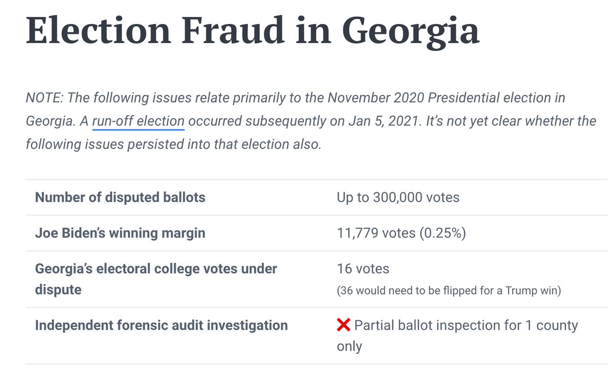 Could you provide the link to the 'full manual recount'? My recollection is that it was one county. But regardless, there's no way to accurately count votes from touchscreen machines, which is what Georgia installed right before the election. They are considered a joke.