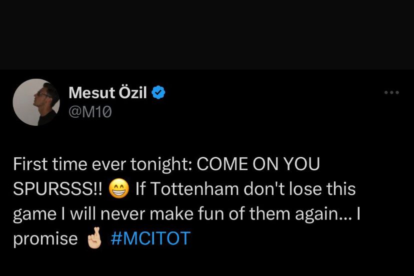 Former Arsenal star Mezut Ozil makes public pledge to Spurs ahead of tonight's game against Man City if ....... #spurs #ManCity #COYG #aftv #Arsenal #gunners #EPL #fubara #Wike