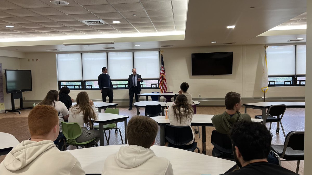 On Friday, students in the Law and Public Safety Pathway met with Judge David Cruise and Attorney Dan Marran for the annual RI Bar Associations Law Day Presentation. Students were given a presentation on the, “Voices of Democracy”, followed by an informal conversation.