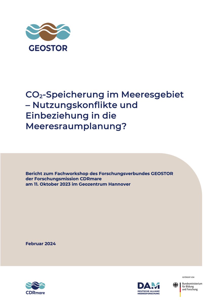 Wie gehen wir mit Nutzungskonflikten um, die durch eine #CO2-Speicherung unter der deutschen Nordsee entstehen können? Unser neuer Workshopbericht fasst den aktuellen Sachstand zusammen und benennt ungeklärte Fragen und Handlungsbedarfe #CCS cdrmare.de/2024/05/14/cdr…